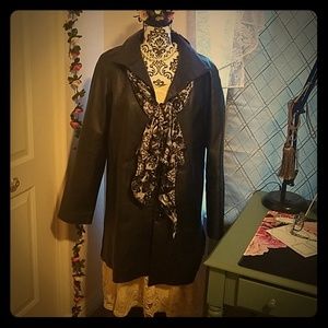 Leather dress length coat